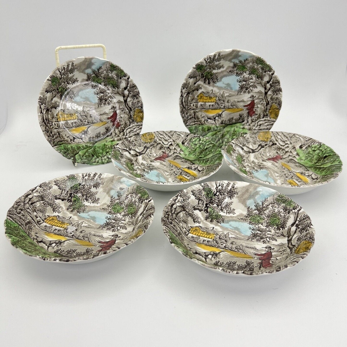 Set di ciotoline Piattini inglesi in ceramica IL CACCIATORE Caccia d'epoca 900 Categoria Centrotavola e Ciotole