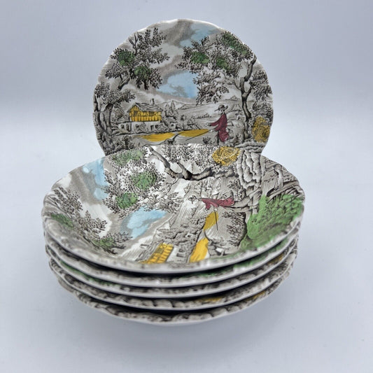 Set di ciotoline Piattini inglesi in ceramica IL CACCIATORE Caccia d'epoca 900 Categoria Centrotavola e Ciotole