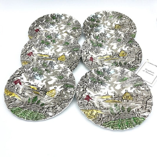 Set di Piattini piatti inglesi in ceramica IL CACCIATORE Caccia d'epoca 900 Categoria  Piatti e Piattini