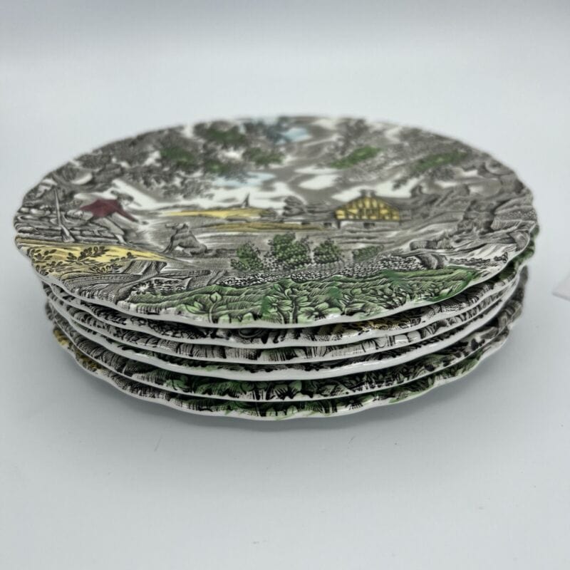 Set di Piattini piatti inglesi in ceramica IL CACCIATORE Caccia d'epoca 900 Categoria Piatti e Piattini