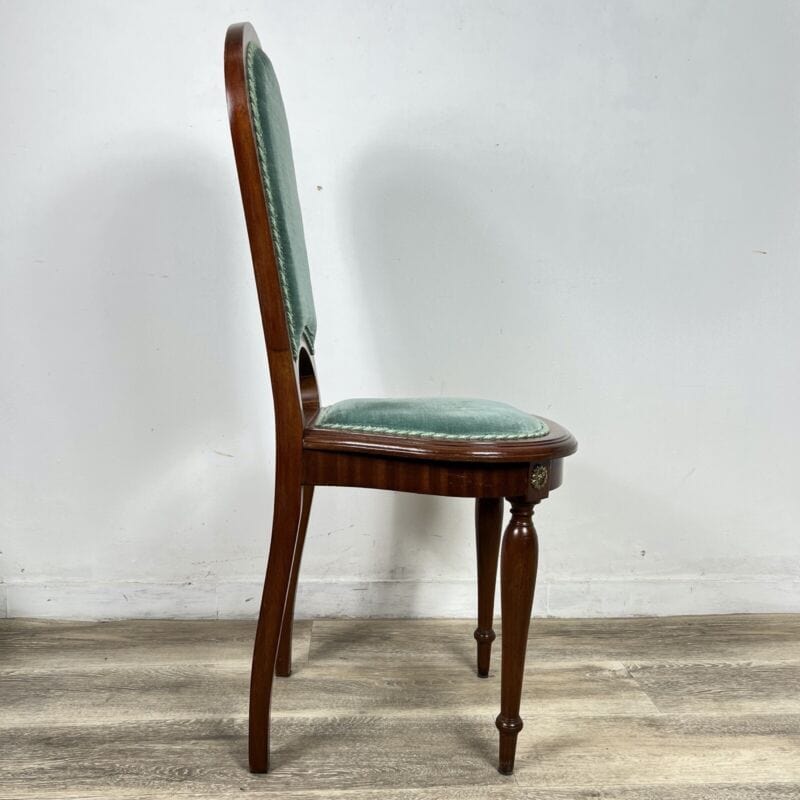 Set di quattro Sedie antiche Francesi anni 20 30 in legno sedia imbottita Verde Categoria Sedie