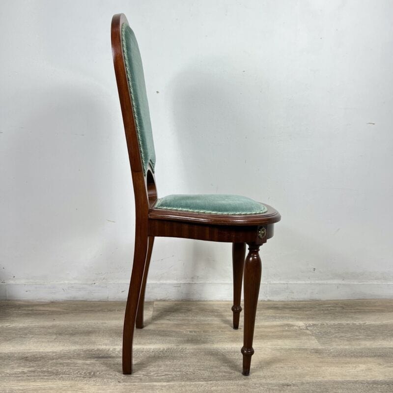 Set di quattro Sedie antiche Francesi anni 20 30 in legno sedia imbottita Verde Categoria Sedie