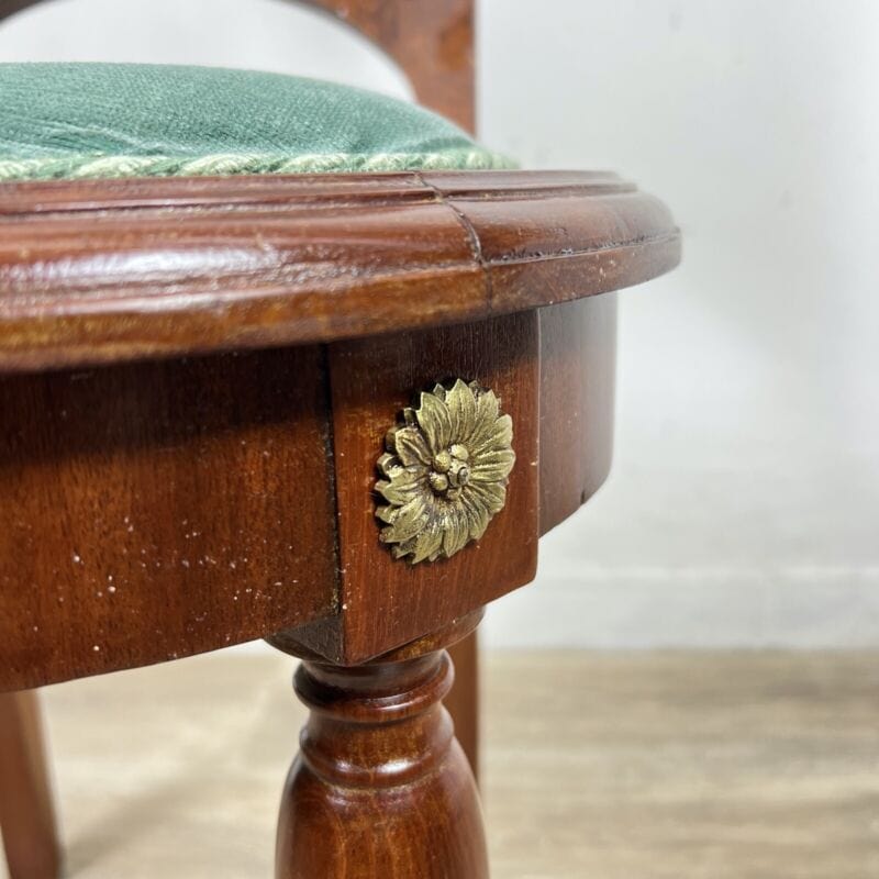 Set di quattro Sedie antiche Francesi anni 20 30 in legno sedia imbottita Verde Categoria Sedie