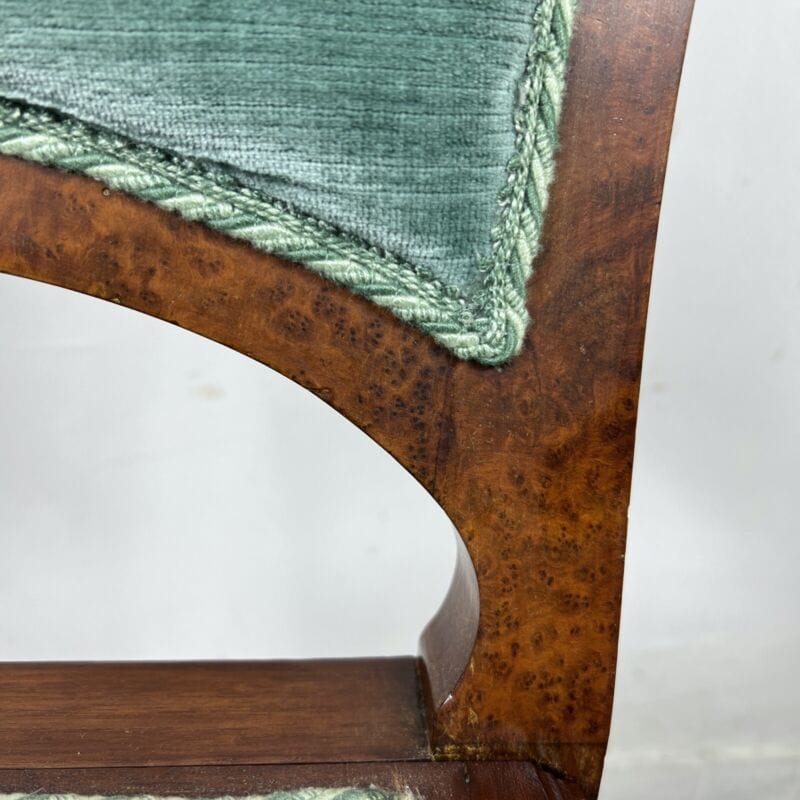 Set di quattro Sedie antiche Francesi anni 20 30 in legno sedia imbottita Verde Categoria Sedie