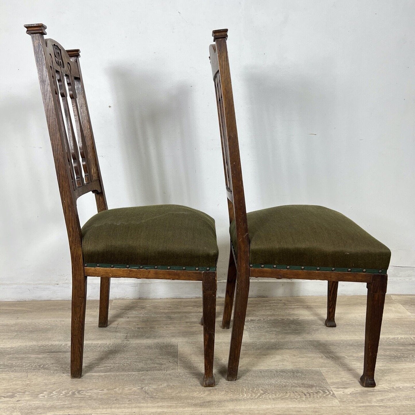 Set di quattro sedie d'epoca in legno antiche stile art nouveau Inglesi anni 30 Categoria Sedie