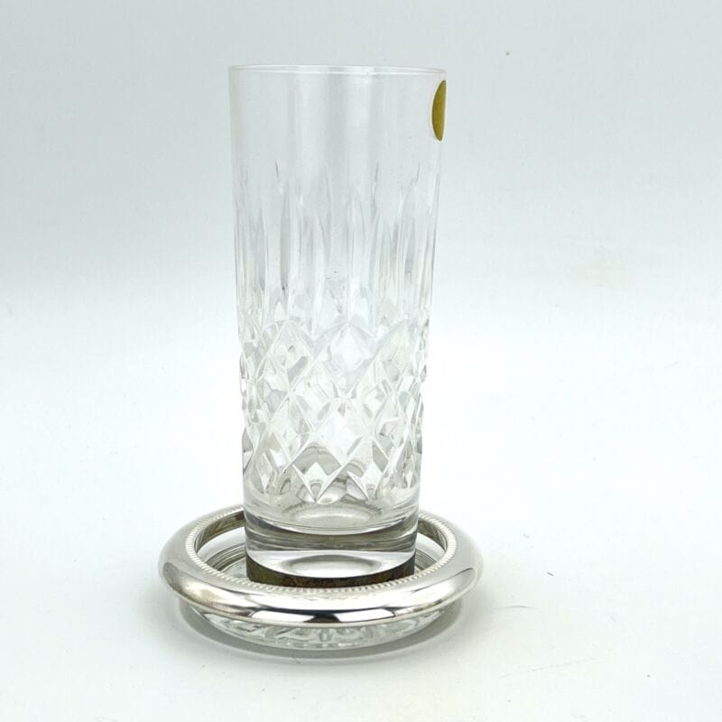 Set di quattro sottobicchieri vintage in vetro e silver plate posacenere antico Categoria Sheffield & Argento