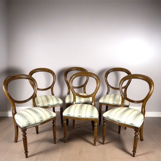 Set di sei Sedie antiche per sala da pranzo inglesi in stile 800 vittoriano Noce Categoria  Sedie