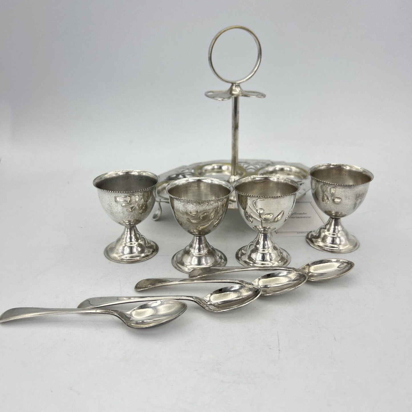 Set Porta uova uovo antico in argento sheffield silver plate inglese egg Cruet Categoria  Sheffield & Argento