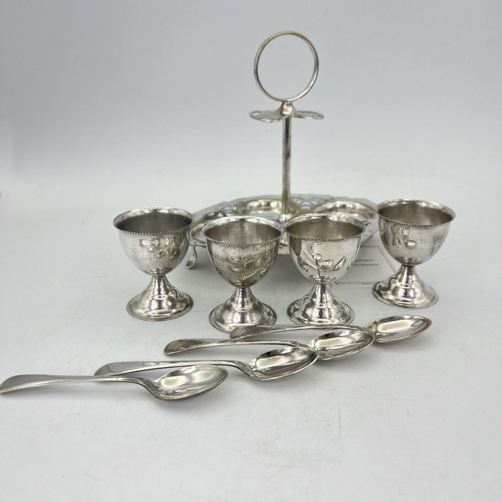 Set Porta uova uovo antico in argento sheffield silver plate inglese egg Cruet Categoria  Sheffield & Argento