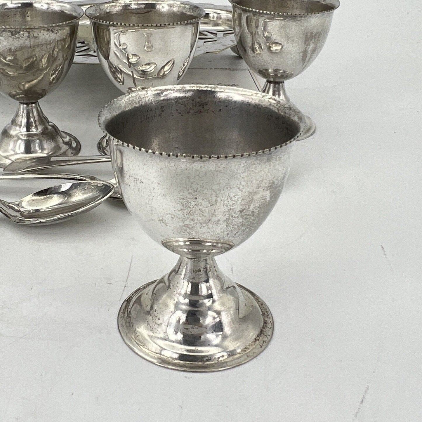 Set Porta uova uovo antico in argento sheffield silver plate inglese egg Cruet Categoria  Sheffield & Argento