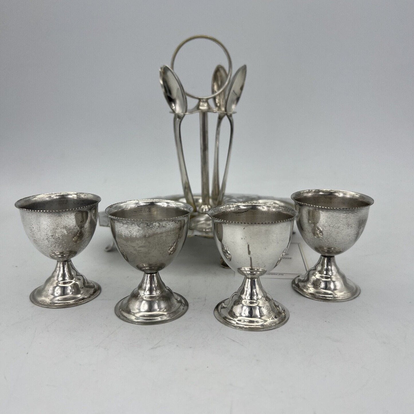 Set Porta uova uovo antico in argento sheffield silver plate inglese egg Cruet Categoria  Sheffield & Argento