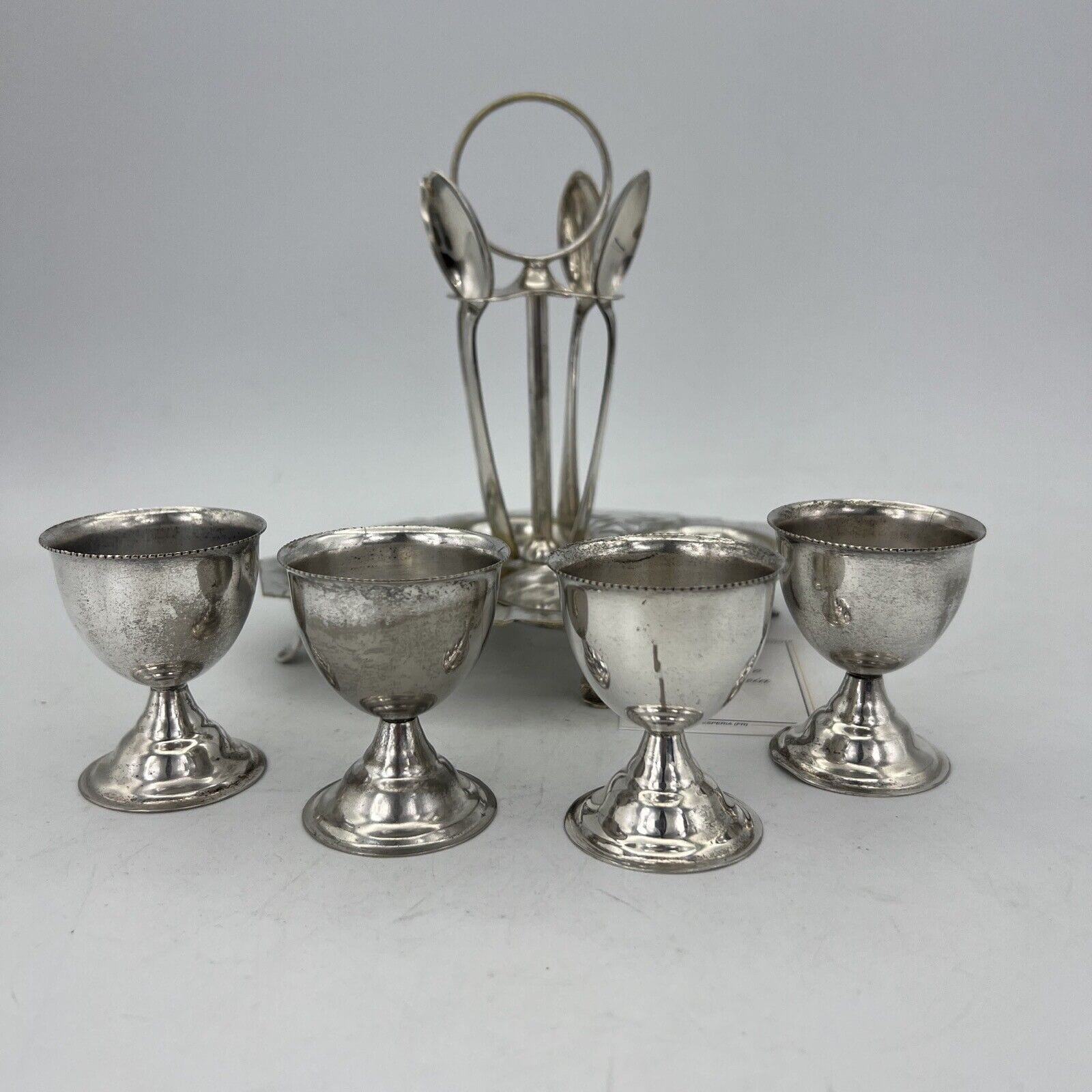 Set Porta uova uovo antico in argento sheffield silver plate inglese egg Cruet Categoria  Sheffield & Argento