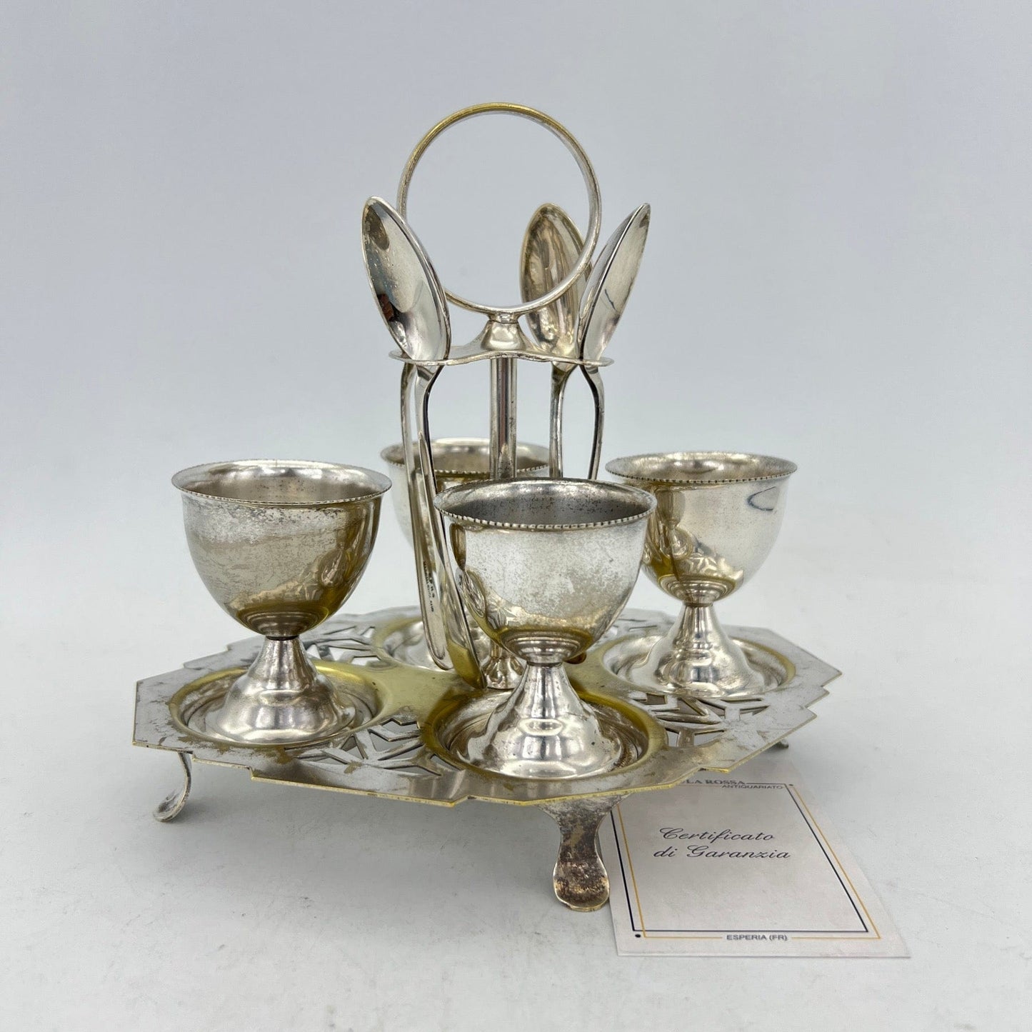 Set Porta uova uovo antico in argento sheffield silver plate inglese egg Cruet Categoria  Sheffield & Argento