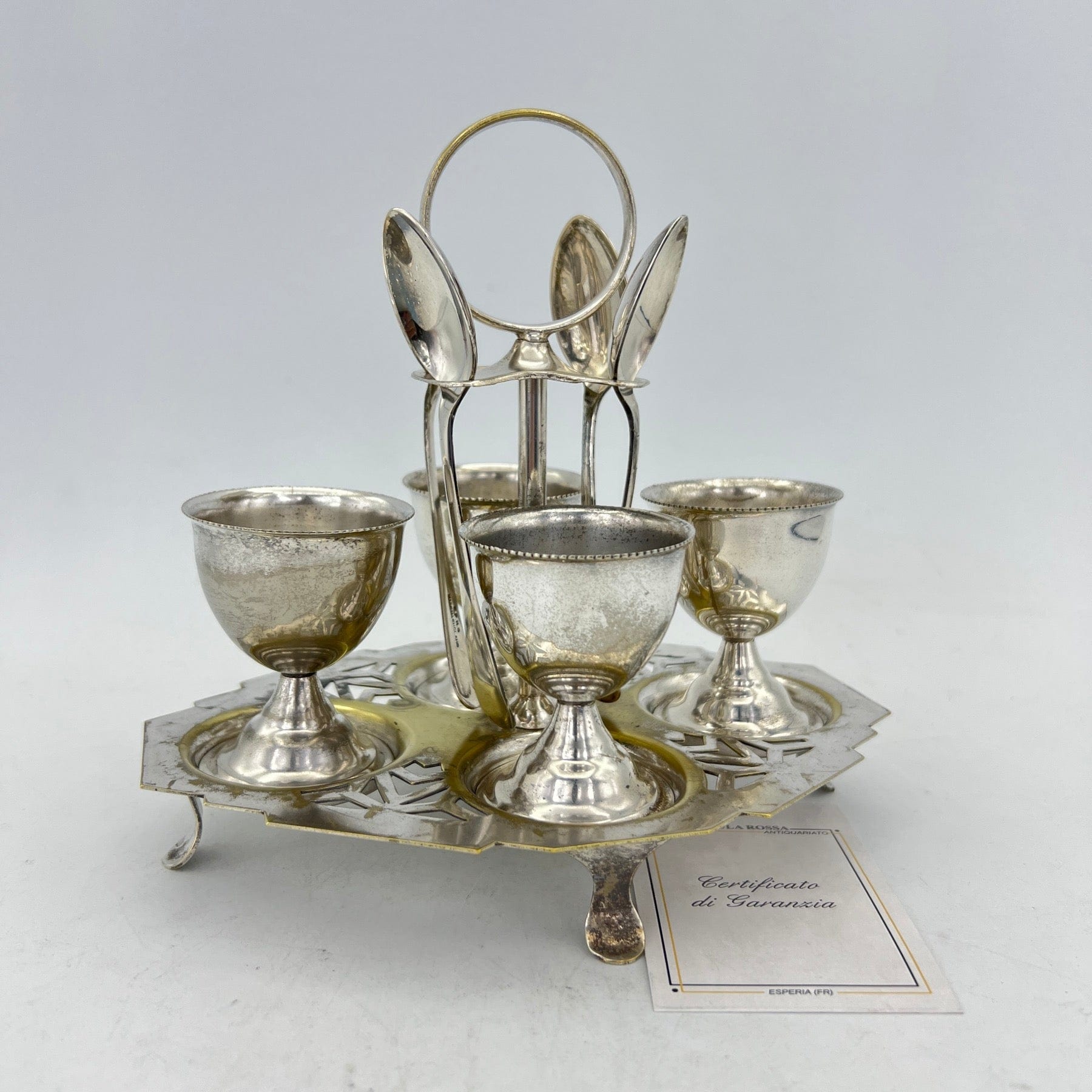 Set Porta uova uovo antico in argento sheffield silver plate inglese egg Cruet Categoria  Sheffield & Argento