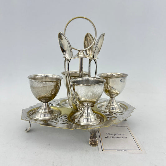 Set Porta uova uovo antico in argento sheffield silver plate inglese egg Cruet Categoria  Sheffield & Argento