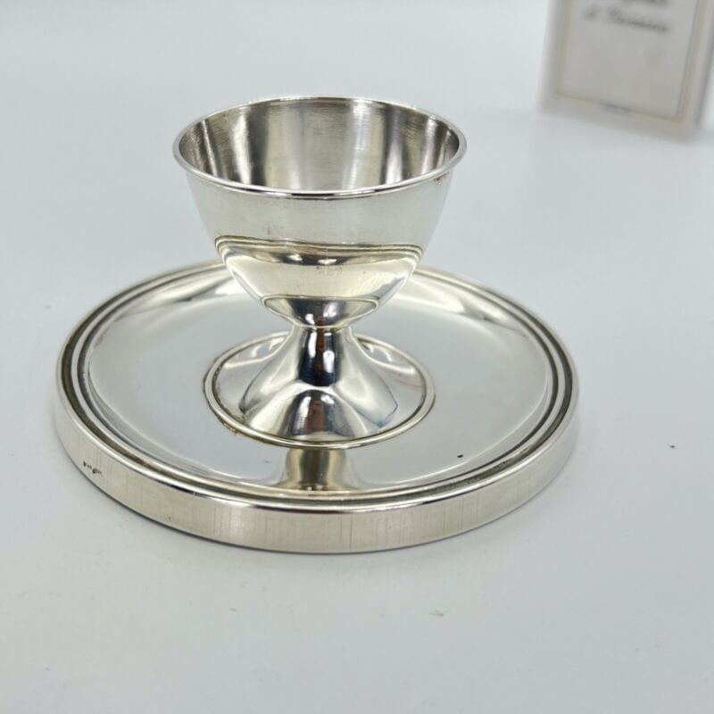 Set portauovo in argento 800 con cucchiaino porta uovo anni 60 vintage Colazione Categoria Sheffield & Argento
