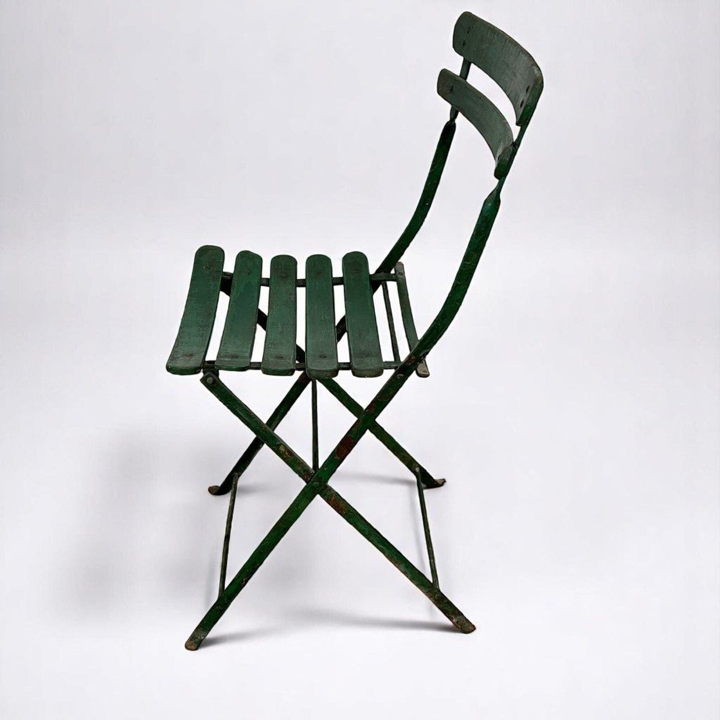 Set Sedie Antiche pieghevole richiudibile verdi in legno da giardino Shabby '30 Categoria Sedie
