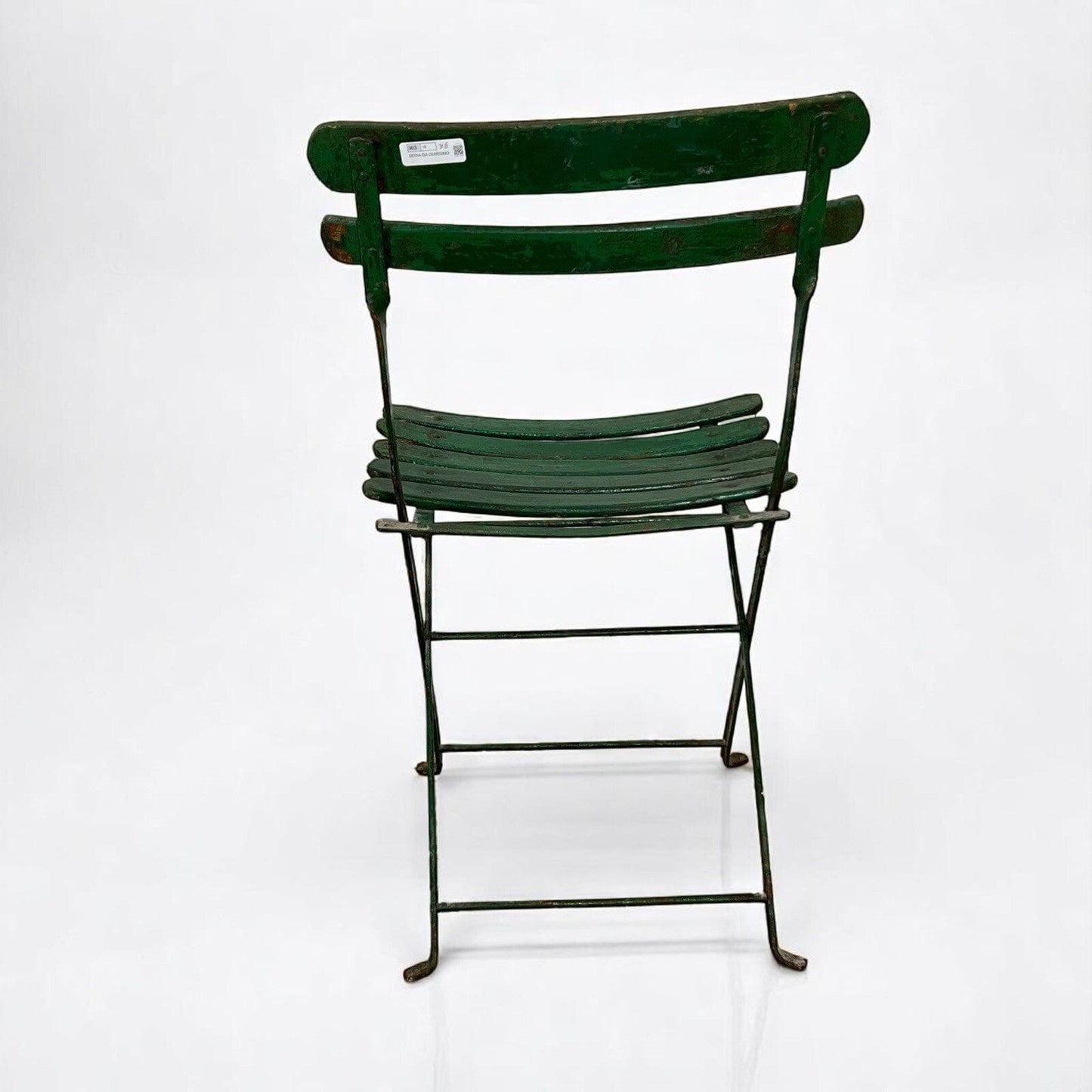 Set Sedie Antiche pieghevole richiudibile verdi in legno da giardino Shabby '30 Categoria Sedie