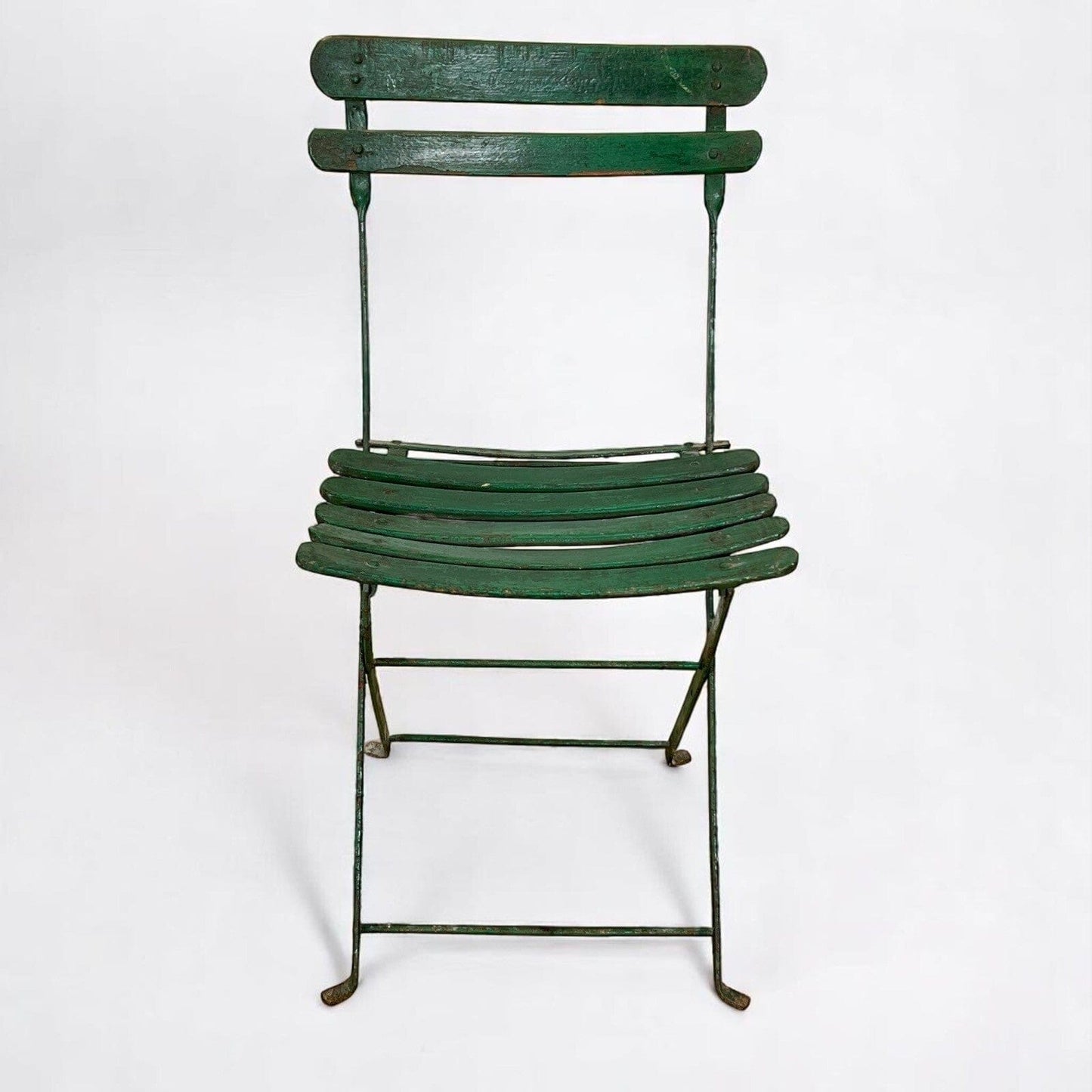 Set Sedie Antiche pieghevole richiudibile verdi in legno da giardino Shabby '30 Categoria Sedie