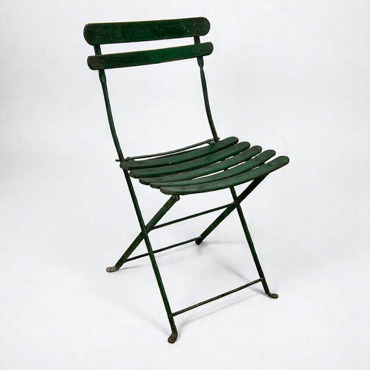 Set Sedie Antiche pieghevole richiudibile verdi in legno da giardino Shabby '30 Categoria  Sedie