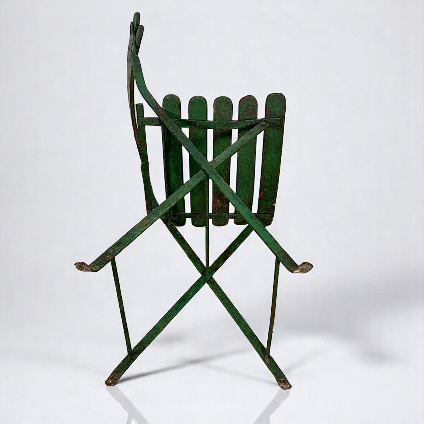 Set Sedie Antiche pieghevole richiudibile verdi in legno da giardino Shabby '30 Categoria Sedie