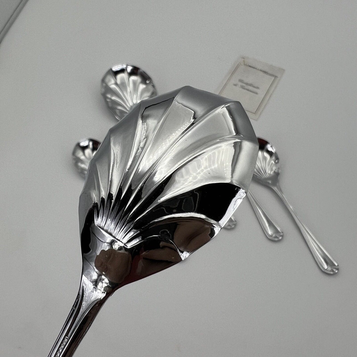 Set servizio di cucchiai antichi cucchiaini da dolce per gelato art deco anni 40 Categoria Sheffield & Argento