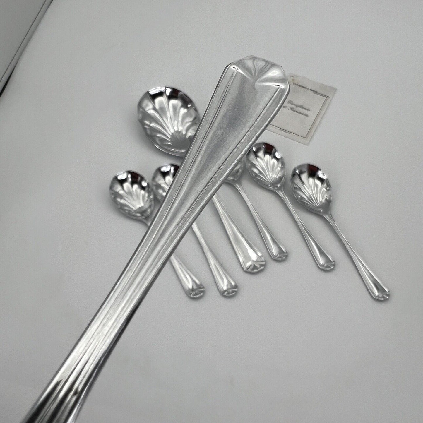 Set servizio di cucchiai antichi cucchiaini da dolce per gelato art deco anni 40 Categoria Sheffield & Argento