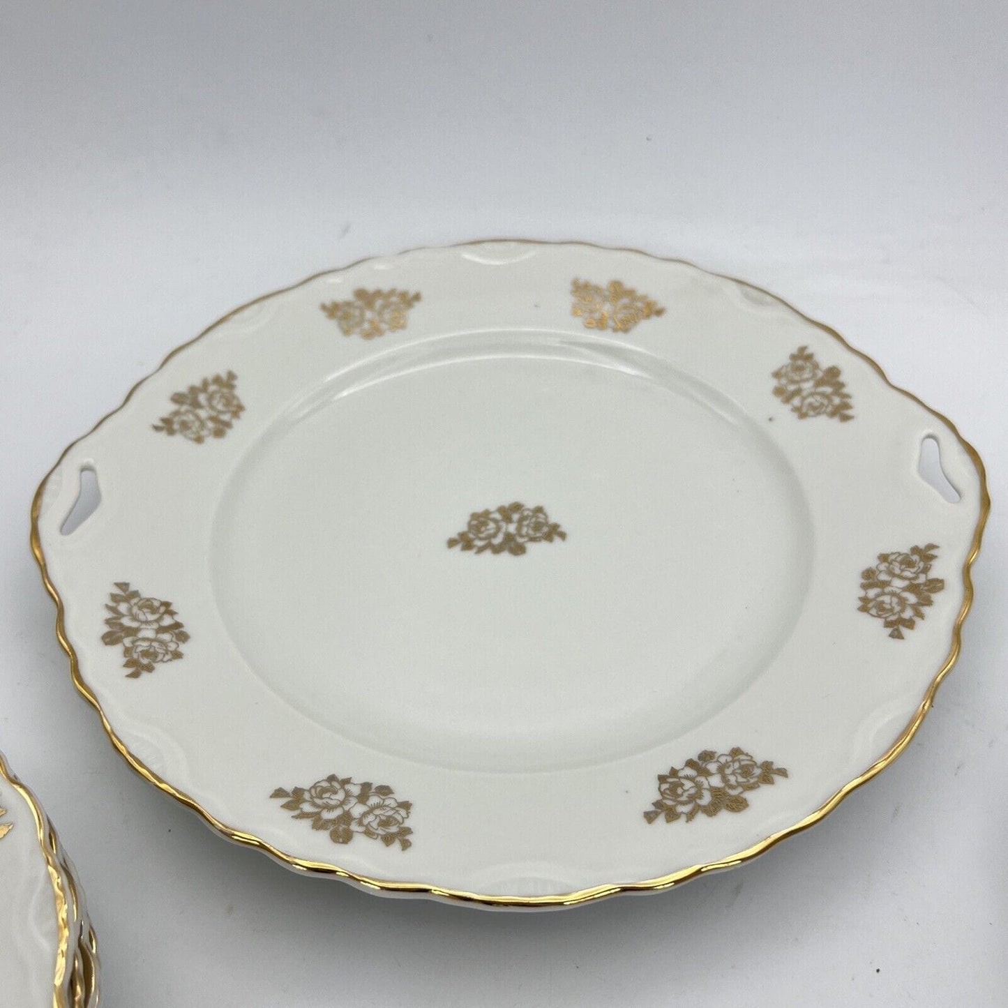 Set servizio di piatti antichi in porcellana Bavaria bianca piattini oro Natale Categoria Piatti e Piattini