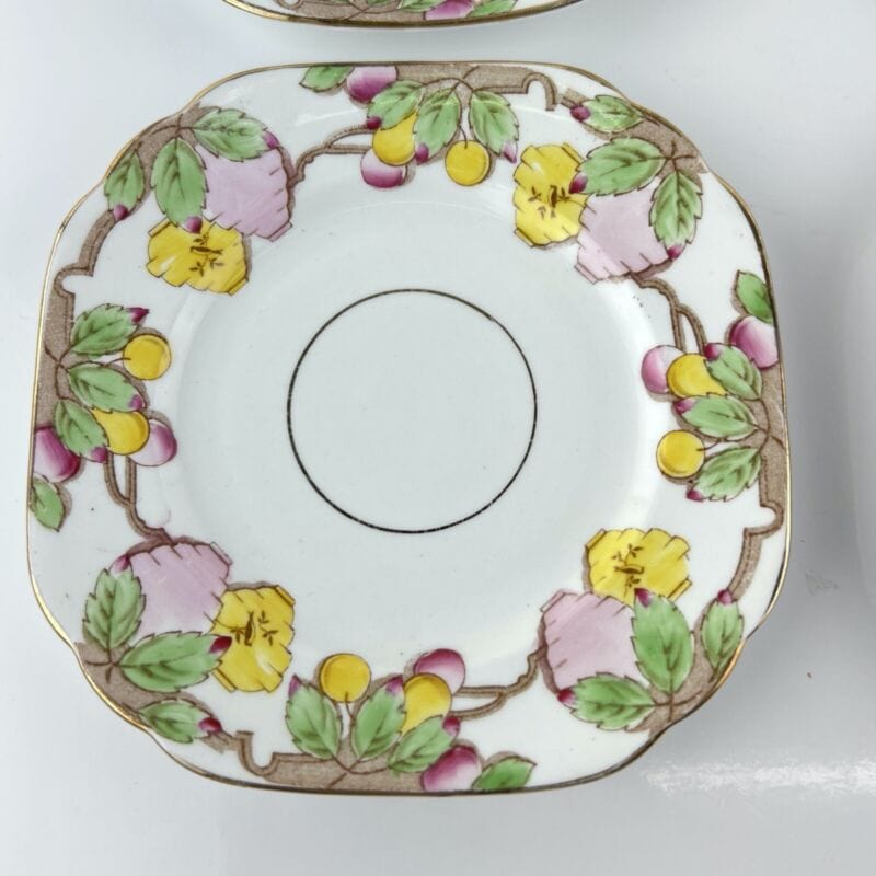 Set servizio di piatti antichi inglesi in porcellana piattini da per frutta 1913 Categoria Piatti e Piattini