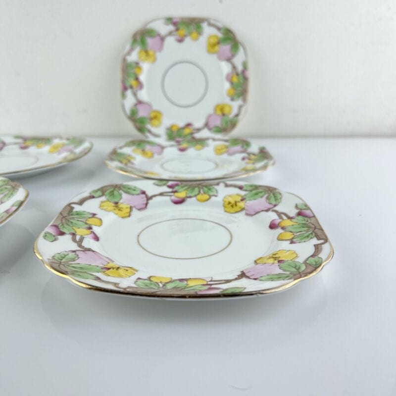 Set servizio di piatti antichi inglesi in porcellana piattini da per frutta 1913 Categoria Piatti e Piattini