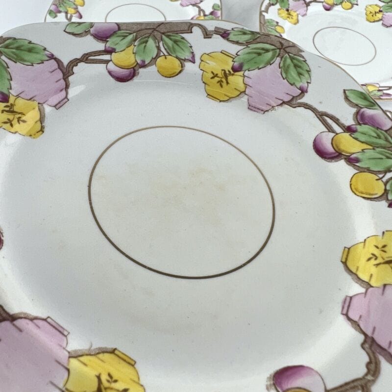 Set servizio di piatti antichi inglesi in porcellana piattini da per frutta 1913 Categoria Piatti e Piattini