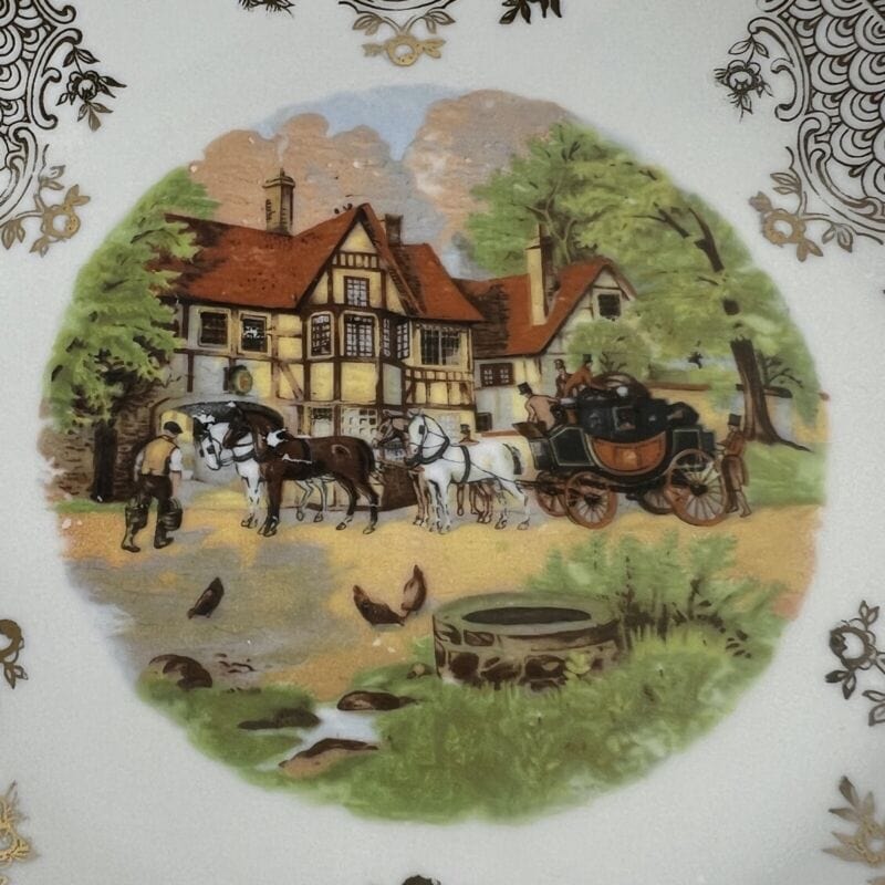 Set servizio di piatti piattini antichi in ceramica Bavaria Stazione ferroviaria Categoria  Piatti e Piattini