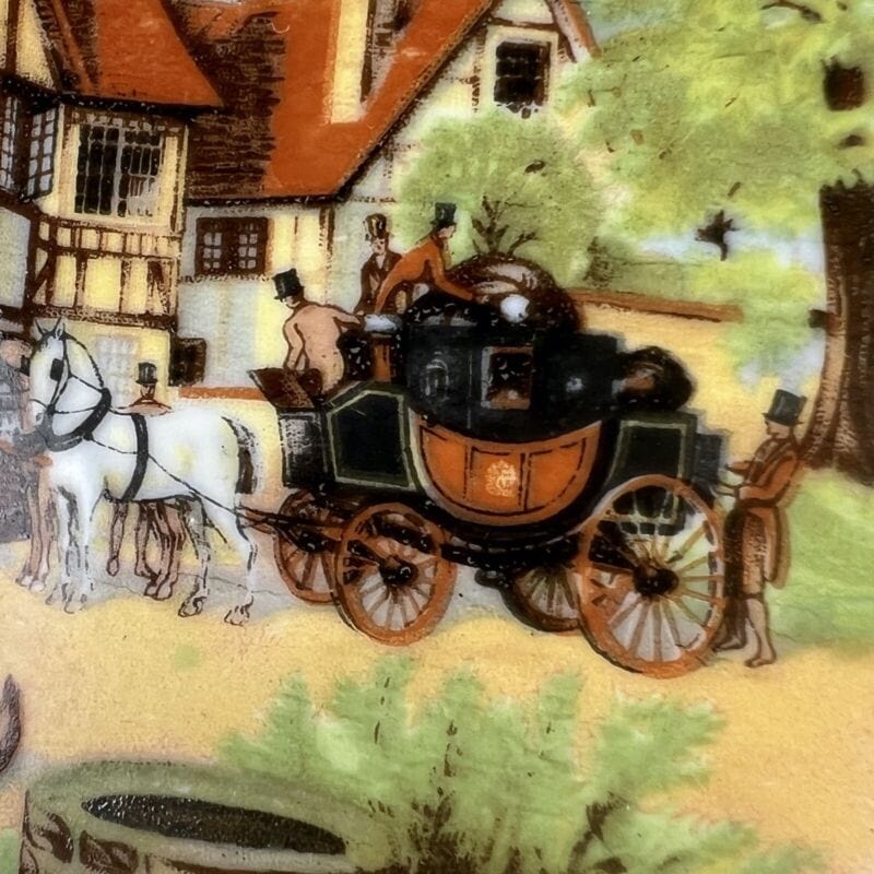 Set servizio di piatti piattini antichi in ceramica Bavaria Stazione ferroviaria Categoria  Piatti e Piattini