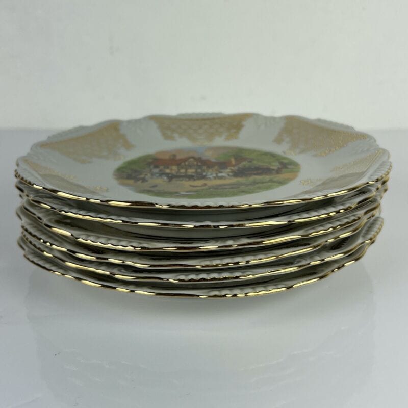 Set servizio di piatti piattini antichi in ceramica Bavaria Stazione ferroviaria Categoria  Piatti e Piattini
