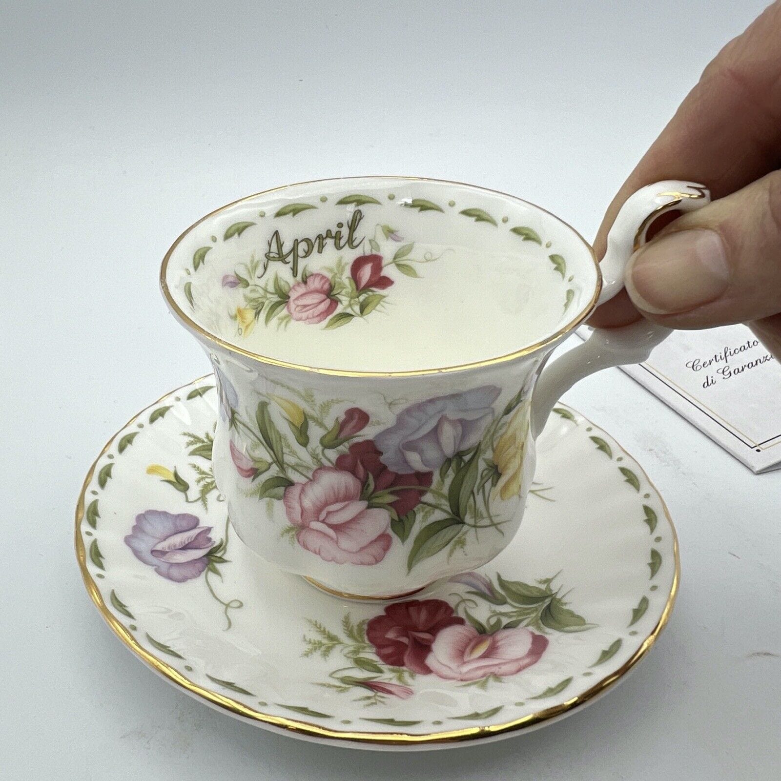 Set Tazza da caffè in porcellana Royal Albert mese tazzina inglese Aprile 1970 Categoria  Servizio tazze - Tazze