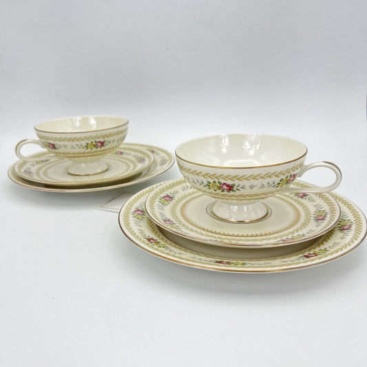 Set Tazze da tè the per 2 antica in porcellana tedesca Bavaria Thomas fiori oro Categoria  Servizio tazze - Tazze