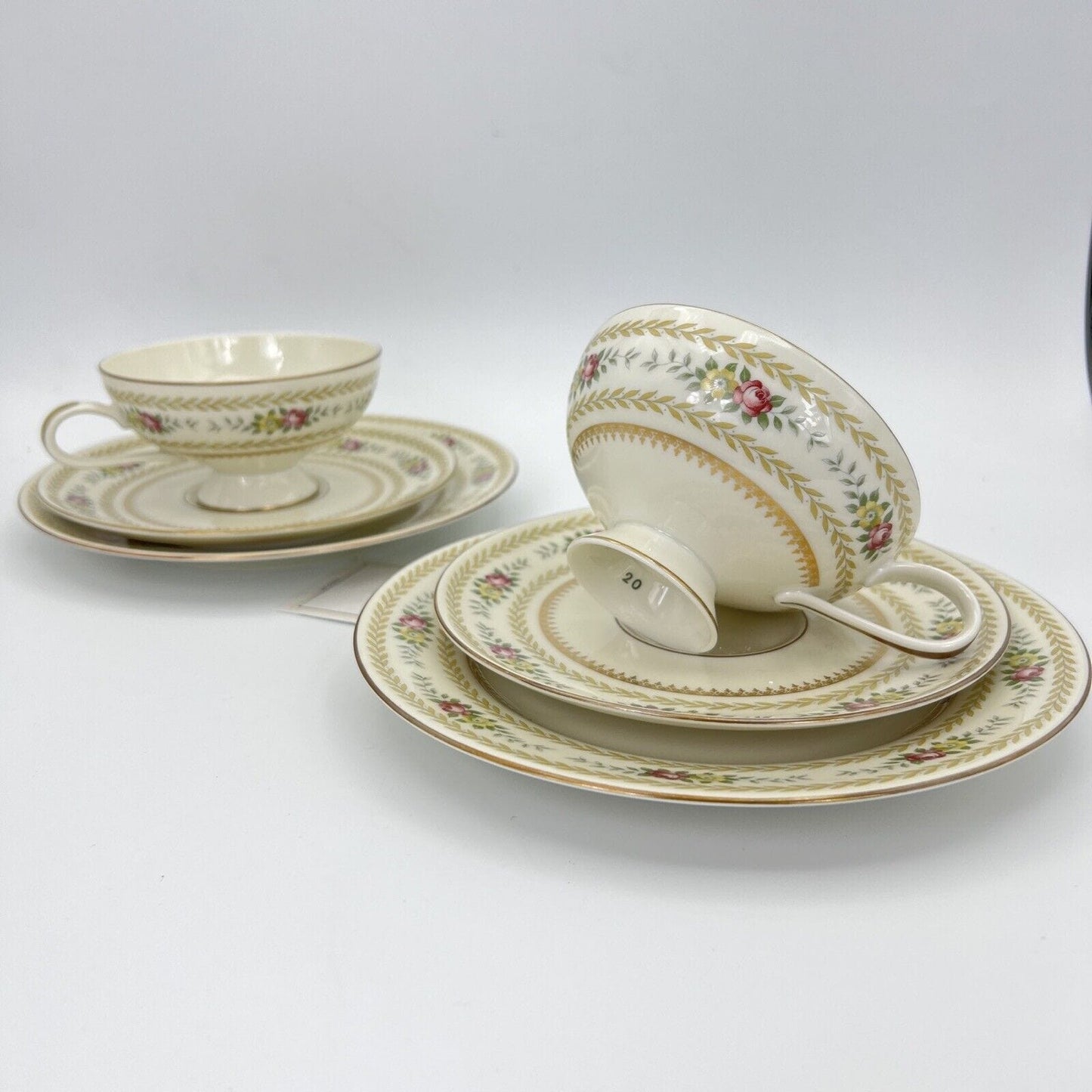 Set Tazze da tè the per 2 antica in porcellana tedesca Bavaria Thomas fiori oro Categoria  Servizio tazze - Tazze