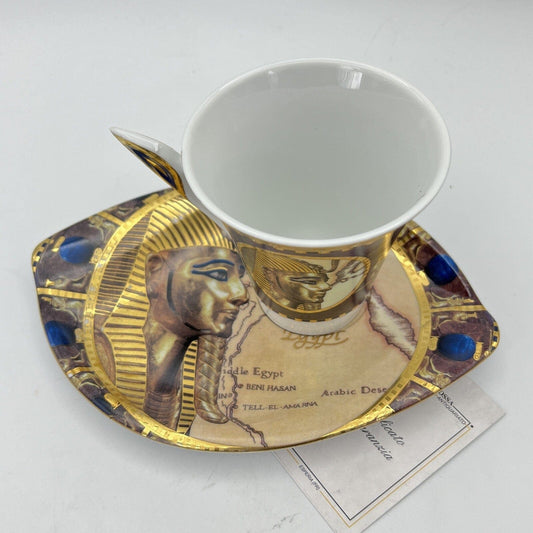 Set tennis tazza piattino colazione in porcellana Limoges Egitto Faraone Vintage Categoria  Servizio tazze - Tazze