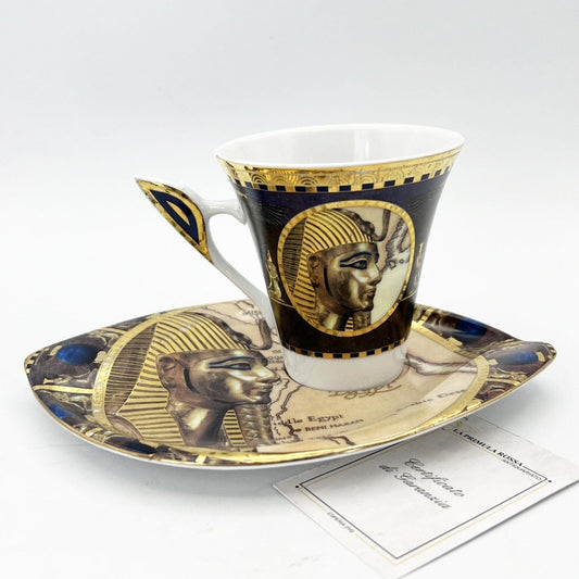 Set tennis tazza piattino colazione in porcellana Limoges Egitto Faraone Vintage Categoria  Servizio tazze - Tazze