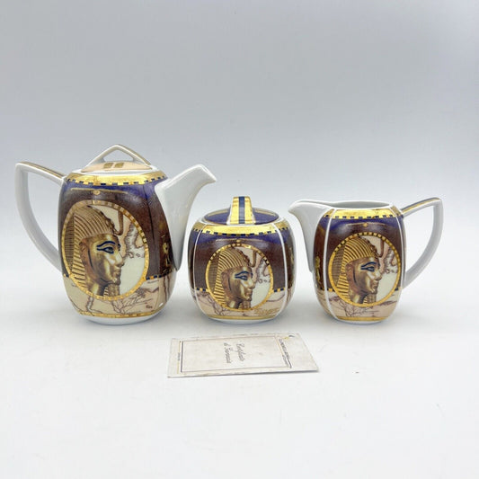 Set Zuccheriera Lattiera Caffettiera in porcellana Limoges Egitto Faraone Categoria  Servizio tazze - Tazze