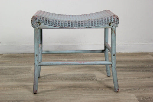 Sgabello panchetta shabby chic  vintage panca in legno bambu seduta in vimini Categoria  Sgabelli - Pouf - Poggiapiedi