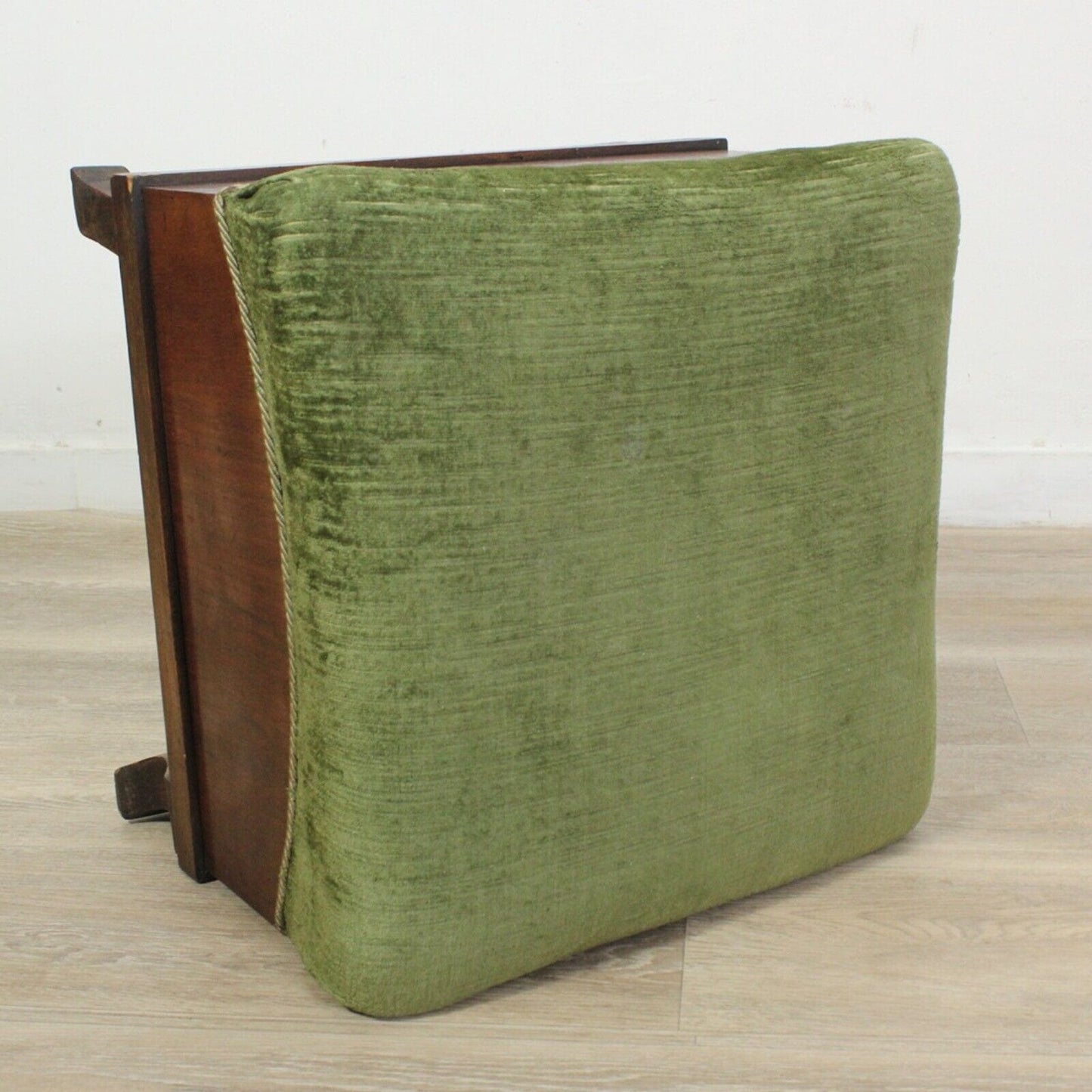 Sgabello poggiapiedi stile antico in legno pouf con tessuto Verde epoca 900 Categoria  Sgabelli - Pouf - Poggiapiedi