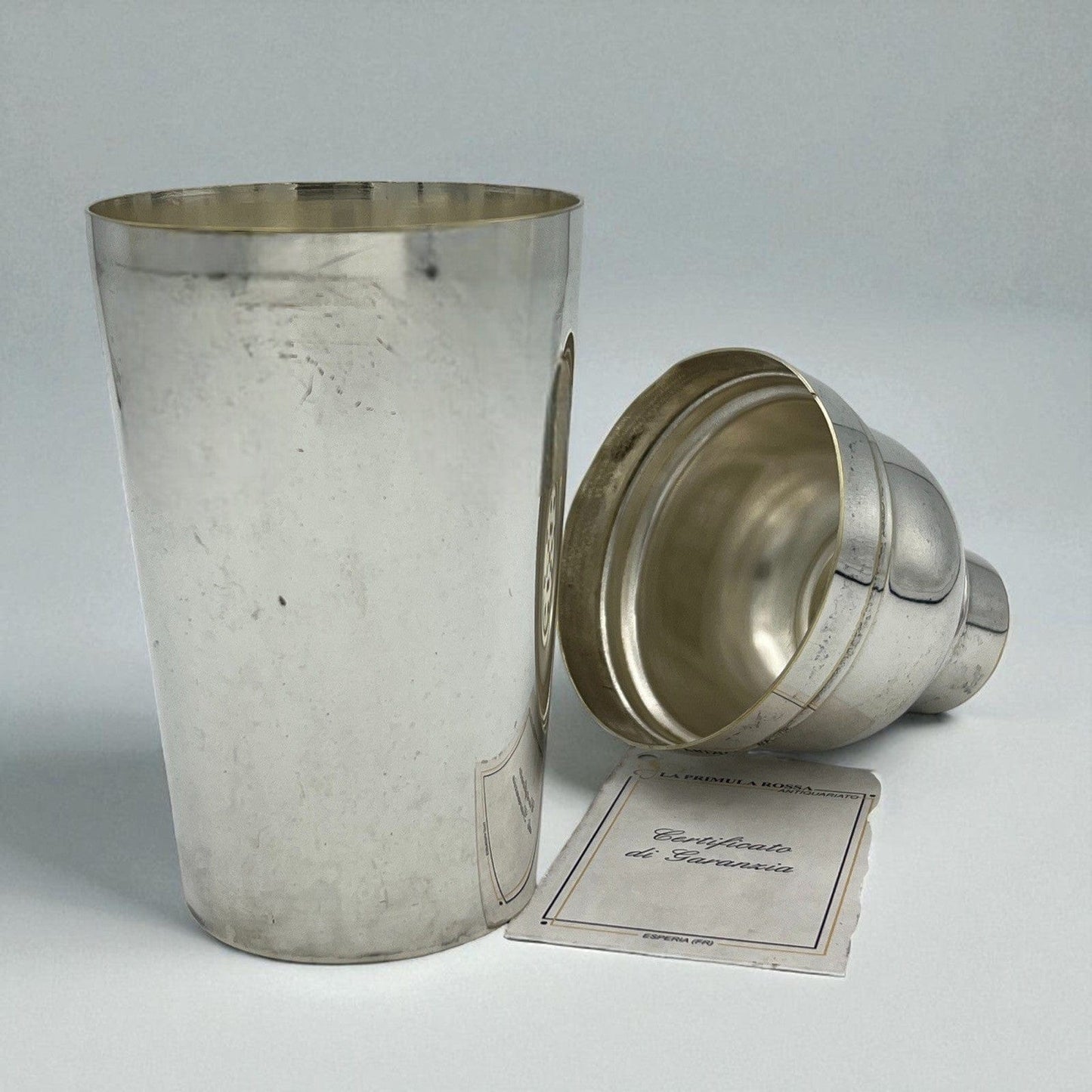 Shaker per cocktail da bar in Argento Placcato Silver Plated Anni '70 Vintage Categoria Sheffield & Argento