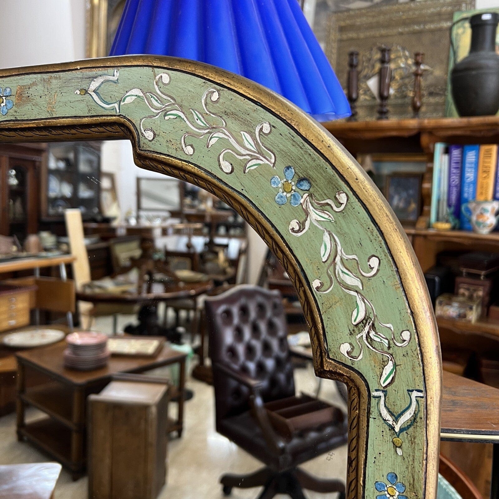 Specchio da parete stile Veneziano vintage antica specchiera Dipinta Verde Categoria  Specchi e Cornici