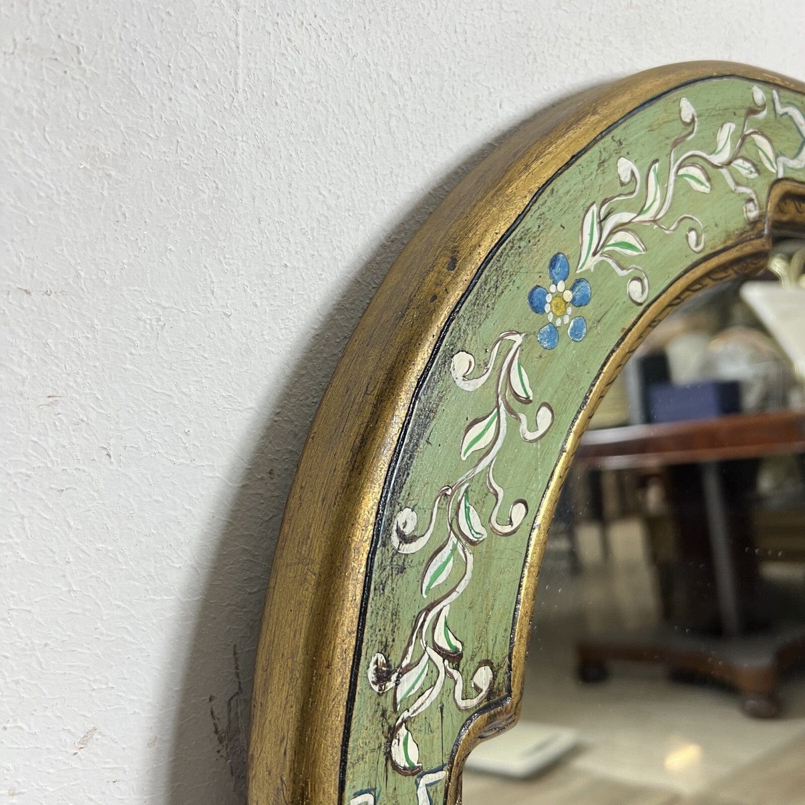 Specchio da parete stile Veneziano vintage antica specchiera Dipinta Verde Categoria  Specchi e Cornici