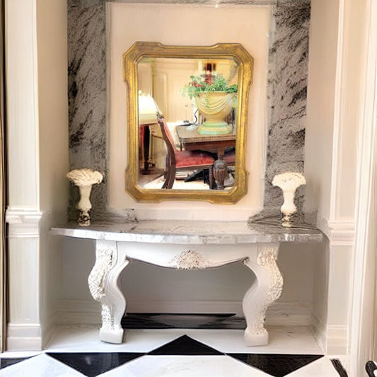 Specchio Specchiera stile antico 800 vintage in legno con cornice vassoio oro Categoria  Complementi d'arredo