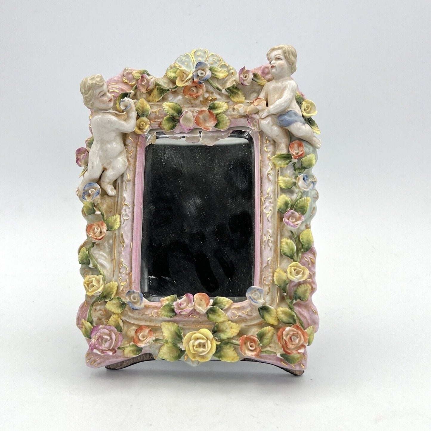 Specchio Vintage da toilette in porcellana Specchietto stile Meissen Cherubini Categoria  Altro