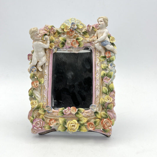 Specchio Vintage da toilette in porcellana Specchietto stile Meissen Cherubini Categoria  Altro
