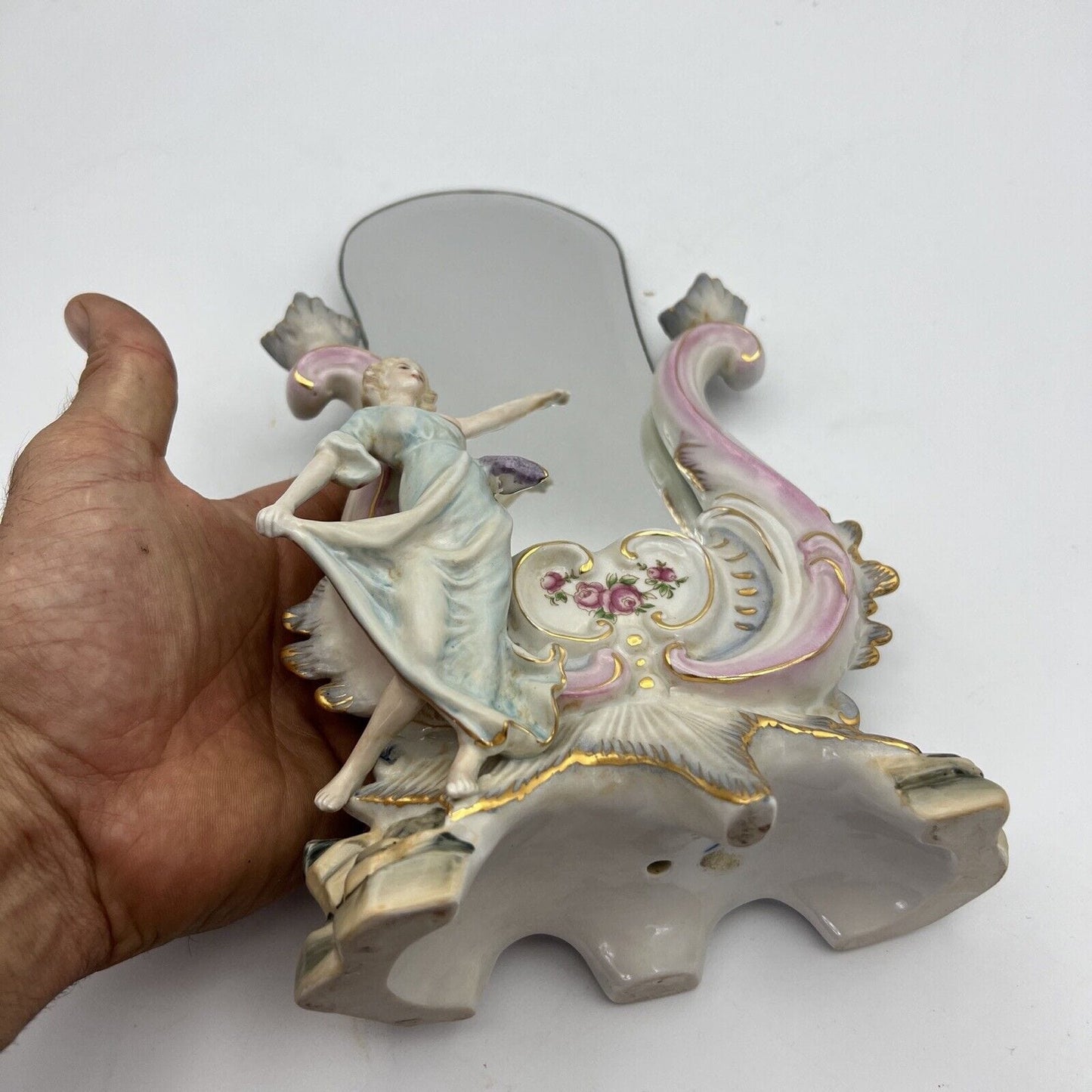 Specchio Vintage da toilette in porcellana Specchietto stile Meissen Rococo Categoria  Altro