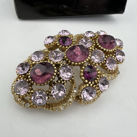 Spilla Elegante Inglese Vintage da donna stile antica Gioiello a Strass Viola Categoria Bigiotteria & Accessori